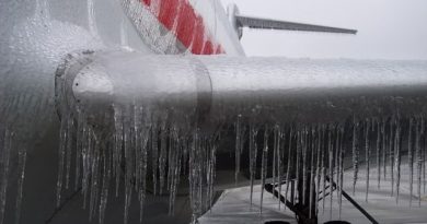 ice on aircraft wing