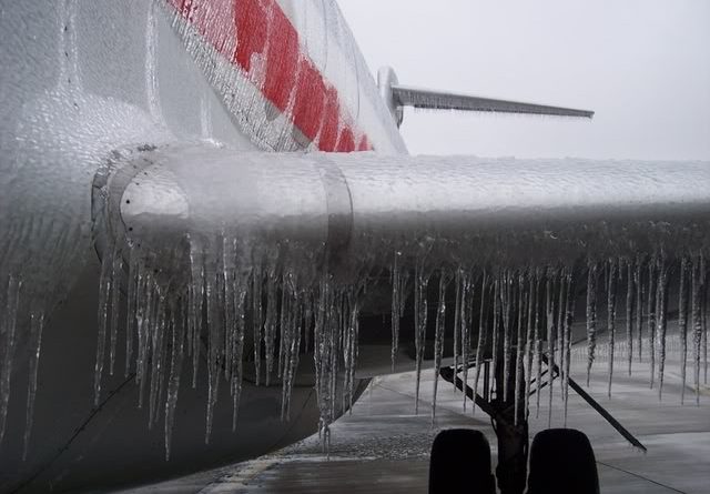 ice on aircraft wing